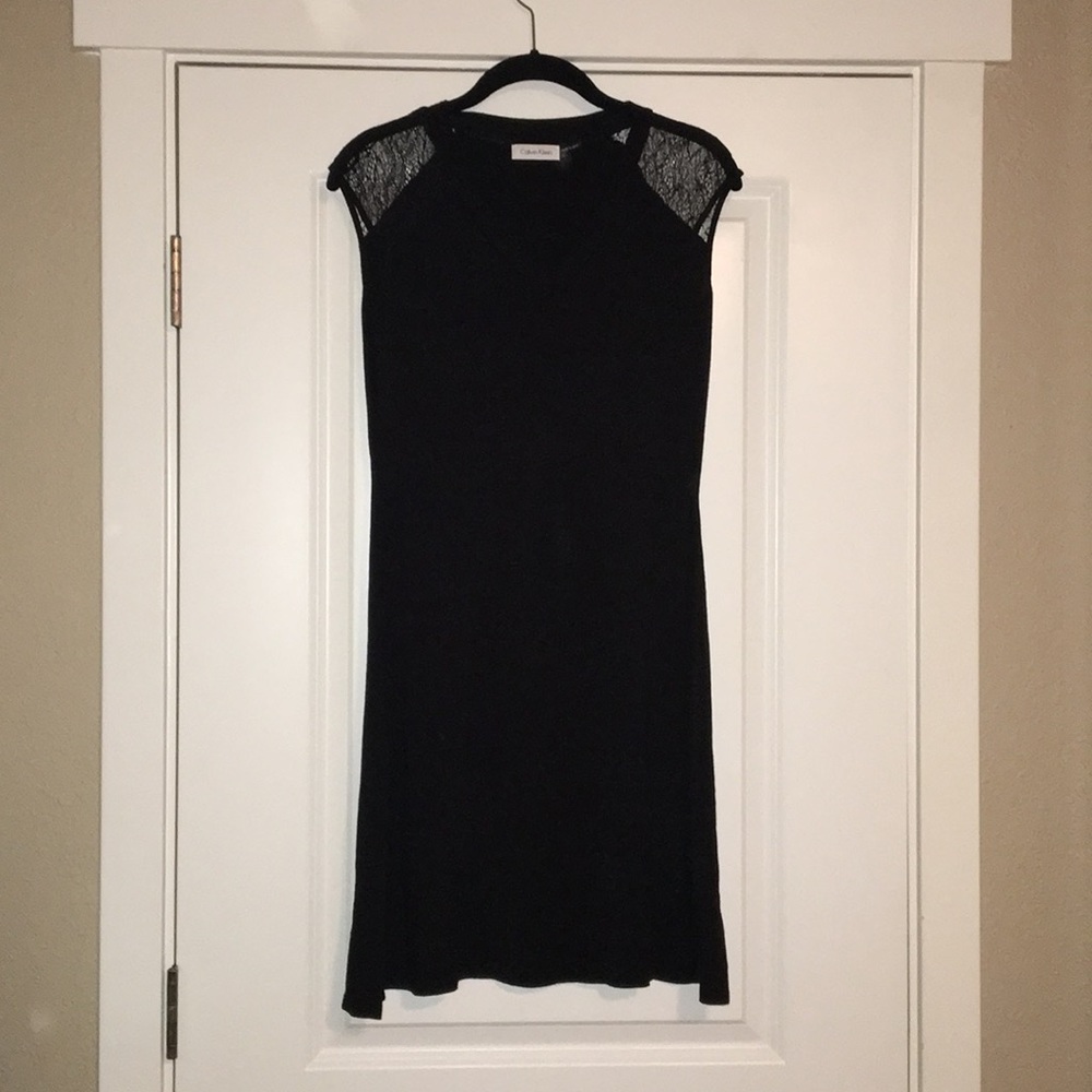 Calvin Klein lace shoulder dress